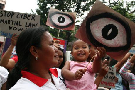 A protest against the controversial Cybercrime Prevention Act in Manila. Demotix/J Gerard Seguia. All rights reserved.
