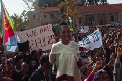 African asylum seekers protest in front of Ministry of Interiors