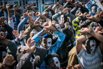 Asylum seekers protest in Tel Aviz. Mario Bottellini