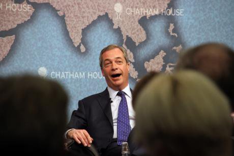 Nigel Farage takes part in European election debate, 2014.