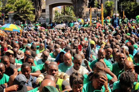 Mineworkers and Construction Union members remember the Marikana victims, 2014.