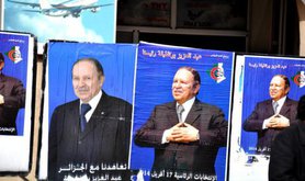 Algerian president Abdelaziz Bouteflika in election posters, April 2014