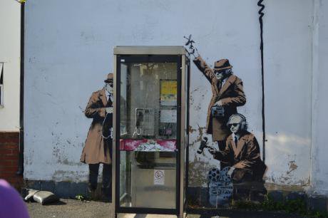 Banksy street art near GCHQ in Cheltenham. Demotix/ Saskia Gregory. All rights reserved