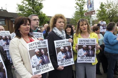 A rally demanding the release of Gerry Adams