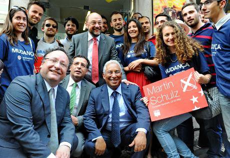 EU president Martin Schulz in Lisbon on election campaign trail