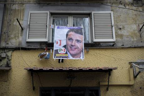 Matteo Renzi election poster in Naples.