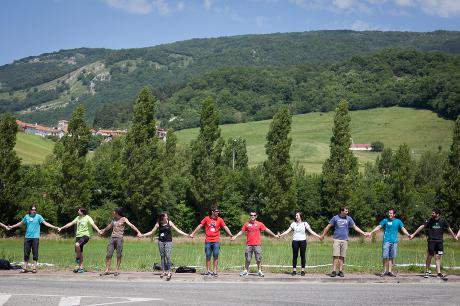 Human Chain in Irurzun for the right to decide for the Basque region