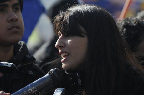 Melissa Sepulveda calling for a free and quality education system in Chile, June 2014.