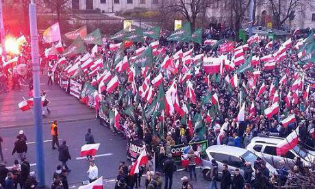 Polish youth on the far-right Independence Day march, November 2015.