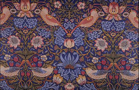 William Morris printed textile, Strawberry thief, 1883. 