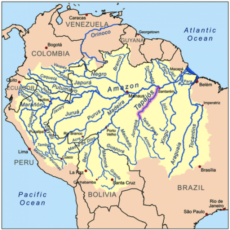 Tapajos River highlighted. Wikicommons/Kmusser. Some rights reserved.