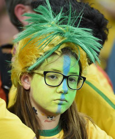 A disconsolate Brazil fan during the 2014 World Cup semifinal against Germany.