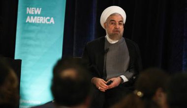 Hassan Rouhani speaks in New York City about stabilising the Middle East, September, 2014.