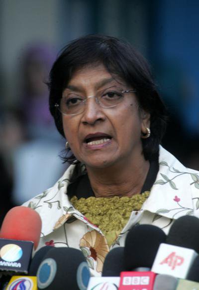 United Nations High Commissioner for Human Right, Navanethem Pillay.
