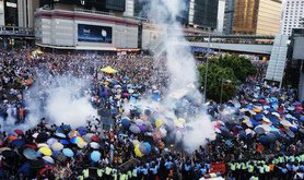 Hong Kong protesters face tear gas