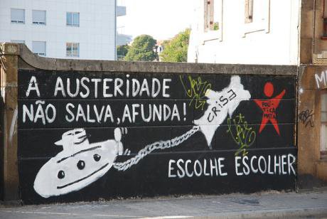 Austerity graffiti in Portugal. Flickr/anastaz1a. Some rights reserved.