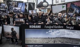 Kobane 'photo exhibition' shown in Istanbul, November 2014.