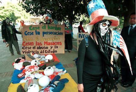 Protest against Plan Colombia, 2001, Bogota. Getty Images / Carlos Villalon. All rights reserved.