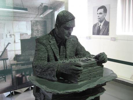 A statue of Alan Turing at Bletchley Park