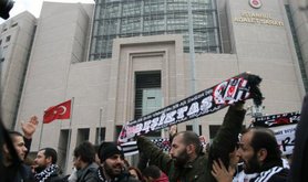 Istanbul Palace of Justice protest at football fans accused of coup plot, 2014. 