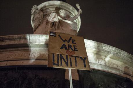 Demonstration of solidarity after Charlie Hebdo attacks, January 7.
