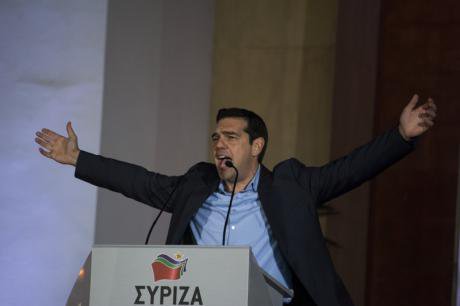 Alexis Tsipras addresses the Greek people after the elections, January, 2015.
