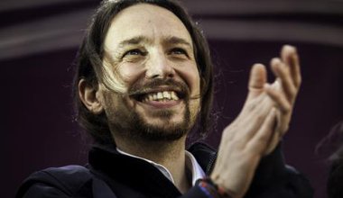 Podemos rallies on January 31, 2015, for political change in Spain.
