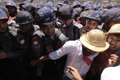 Myanmar students protest. Thet Htoo/Demotix. All rights reserved.