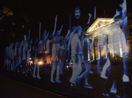 A ‘hologram protest’ outside the Spanish Parliament. Demotix/ Marcos del Mazo. All rights reserved.