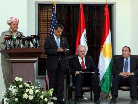 Massoud Barzani addresses official opening of US consulate in Erbil, 2011.
