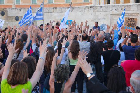 Direct Democracy Now! organise protest in Syntagma Square, June 2011.