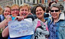 Dubliners celebrating Ireland's marriage equality referendum. 