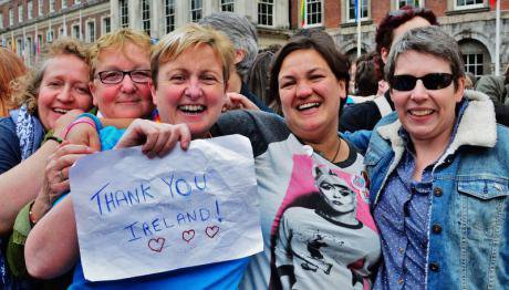 Dubliners celebrating Ireland&#39;s marriage equality referendum. 
