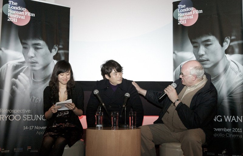 Director Ryoo with film critic Tony Rayns and translator