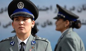 Woman in Afghan police uniform