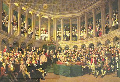 The Irish House of Commons, 1780 by Francis Wheatley. Wikimedia Commons/Public Domain. 