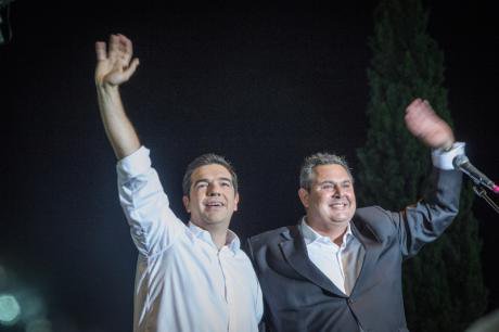 Alexis Tsipras with Minister of National Defense,Panos Kammenos, July 2015.