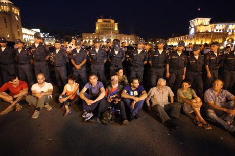 Protest against electricity price increases,Yerevan, July 2015.
