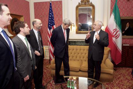 John Kerry meets with UN Special Envoy for Syria and Iranian Foreign Minister ahead of the Vienna summit, October 29