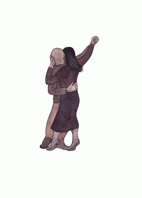 Illustration of man and woman dancing. 