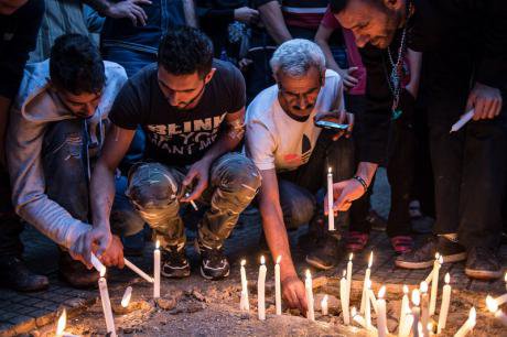 Candle vigil in southern Beirut to mourn 44 victims of suicide bomb, November, 2015.