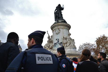 Police at Le Place de Republique. Demotix/Mark Winter. All rights reserved.