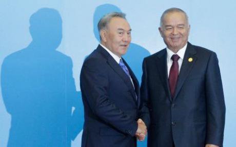 President Nazarbayev (left) and President Karimov (right) at a meeting in Astana  in 2011.