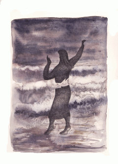 Illustration of a woman dancing alone.