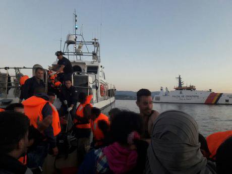 Photograph taken by illegalized migrants during their push-back by the Greek Coast Guard to Turkey, documented by the WatchTheMe