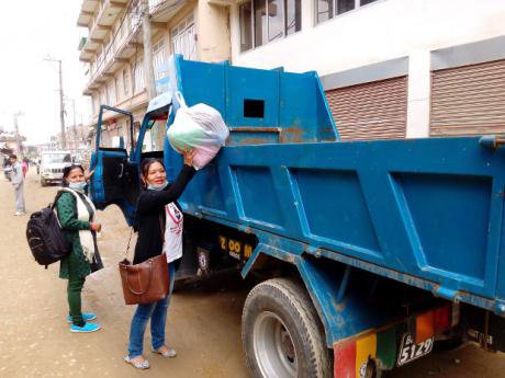 An aid distribution truck