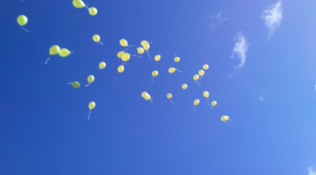 Balloons released for Laura at her funeral.