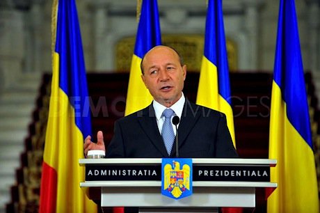 Romania&#39;s most wanted man? President Traian Basescu. Demotix/georgecalin. All rights reserved.