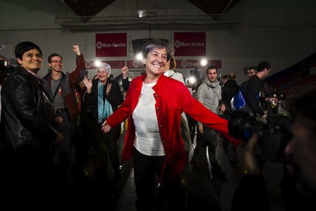 Laura Mintegi, leader of EH Bildu, the Basque separatist party that won big in this Sunday&#39;s regional parliamentary elections. Demotix/Manu Lozano. All rights reserved.  