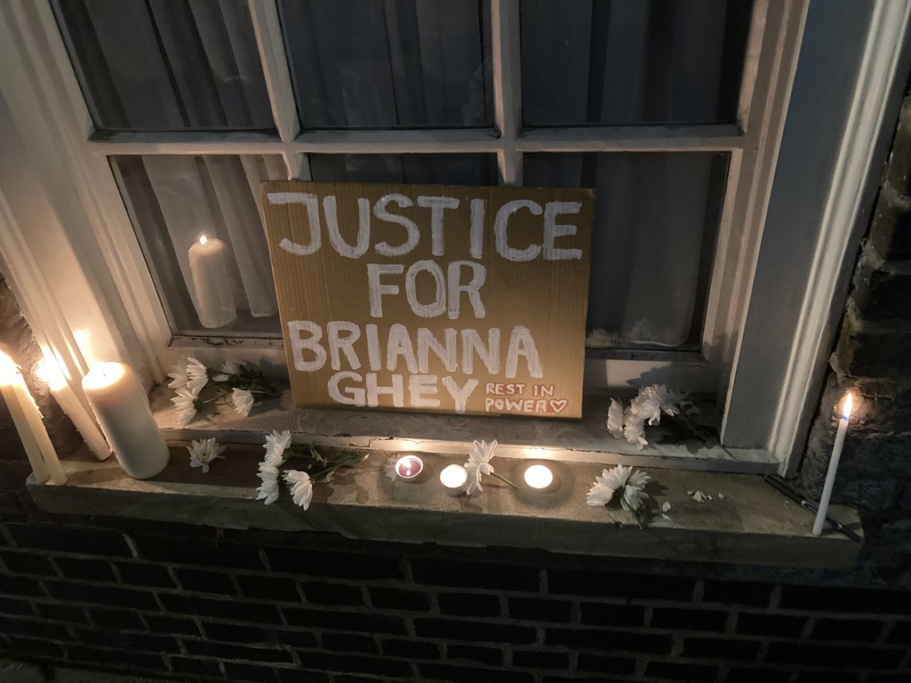 A sign at the vigil in London for Brianna Ghey